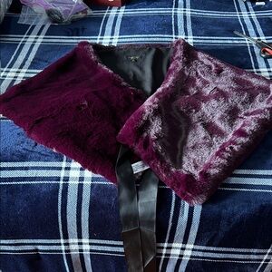 Maree Plush Burgundy Faux Fur Scarf size o/s